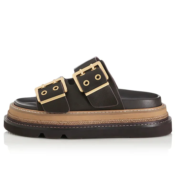 ALIAS MAE Womens Velora Leather Sandals - Chocolate