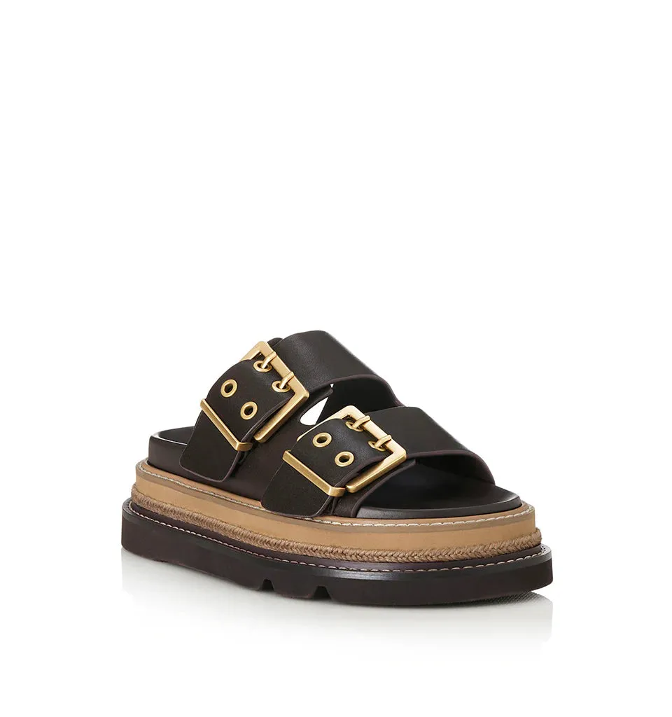 ALIAS MAE Womens Velora Leather Sandals - Chocolate