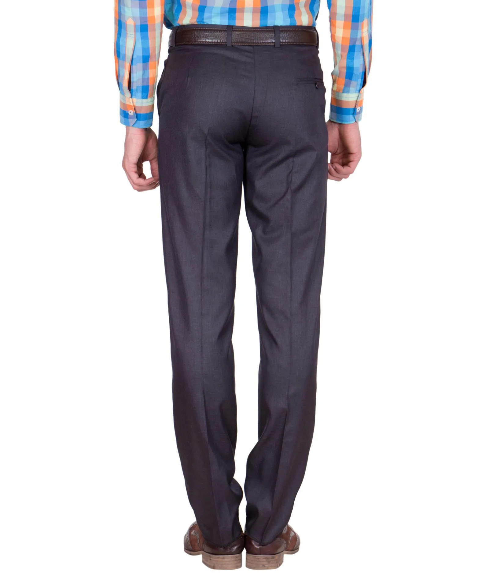American-Elm Men's Cotton Blend Blue Formal Trouser