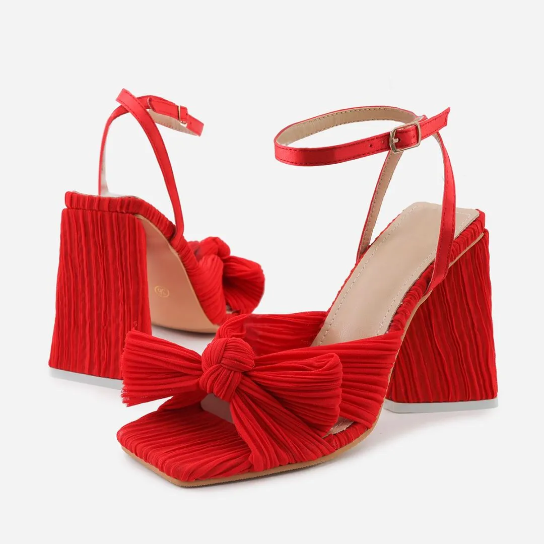 Amozae-Bow Knot Chunky Heel Sandals