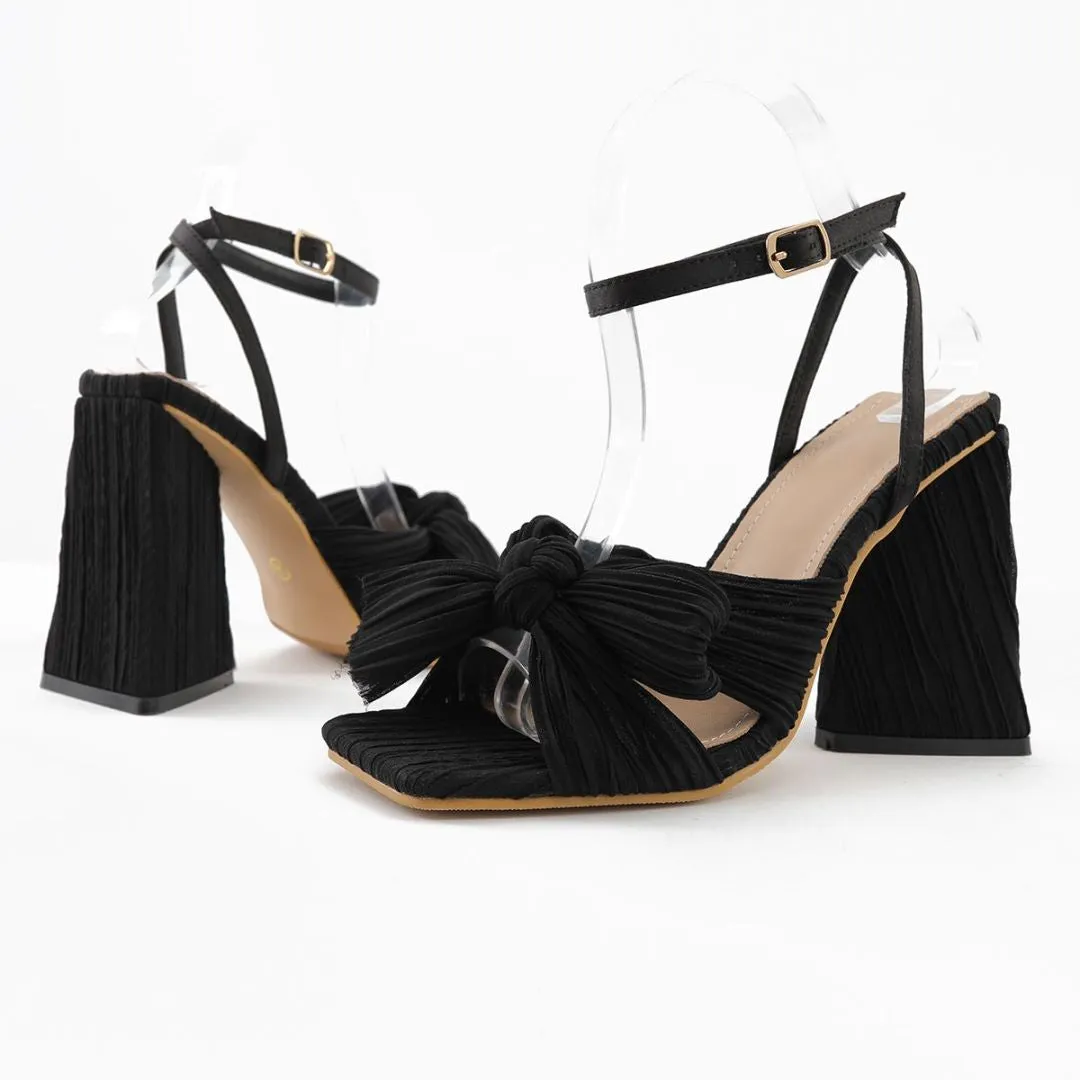 Amozae-Bow Knot Chunky Heel Sandals