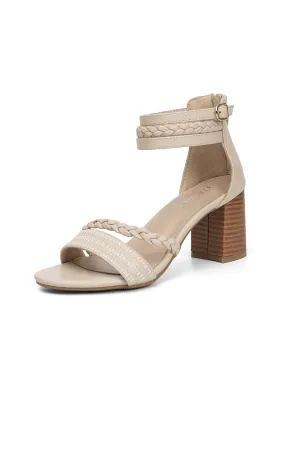 Amozae-Solid Color Strappy Chunky Heel Sandals