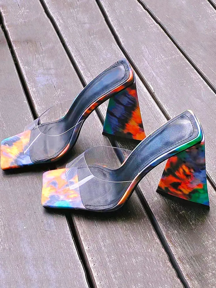 Amozae-Square-toe Triangle Heel Sandals