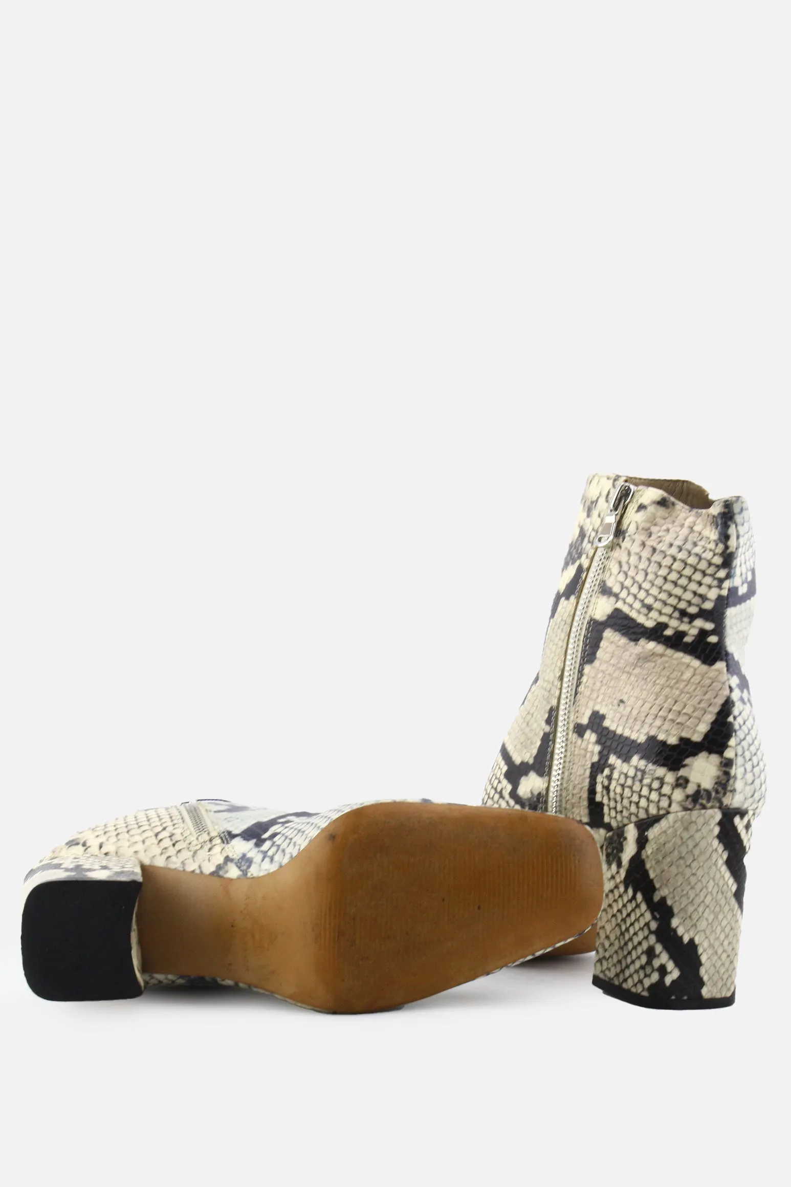 Ann Taylor Zipper Block Heels Ankle Boots | 100% Authentic Leather