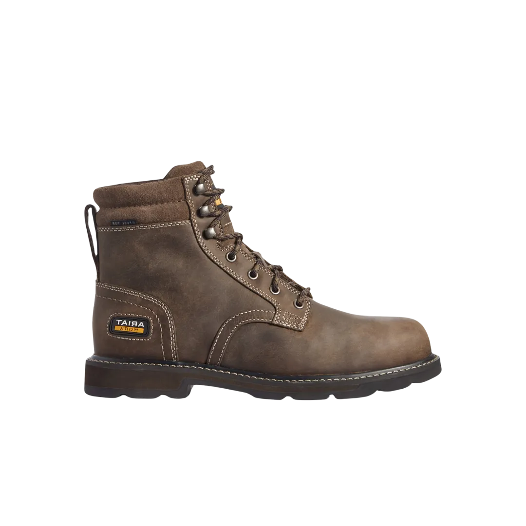 Ariat Men's Groundbreaker 6" Steel Toe Work Brown Boots
