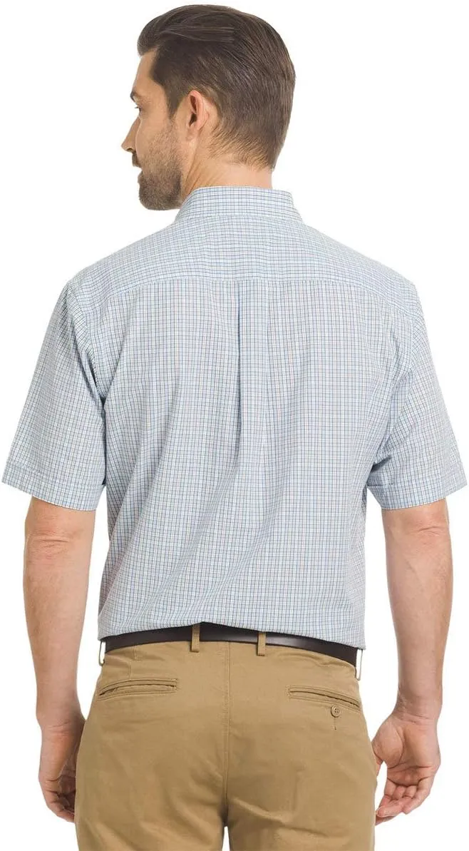 ARROW USA 1851 Men's Hamilton Poplins Short Sleeve Button Down Plaid Shirt