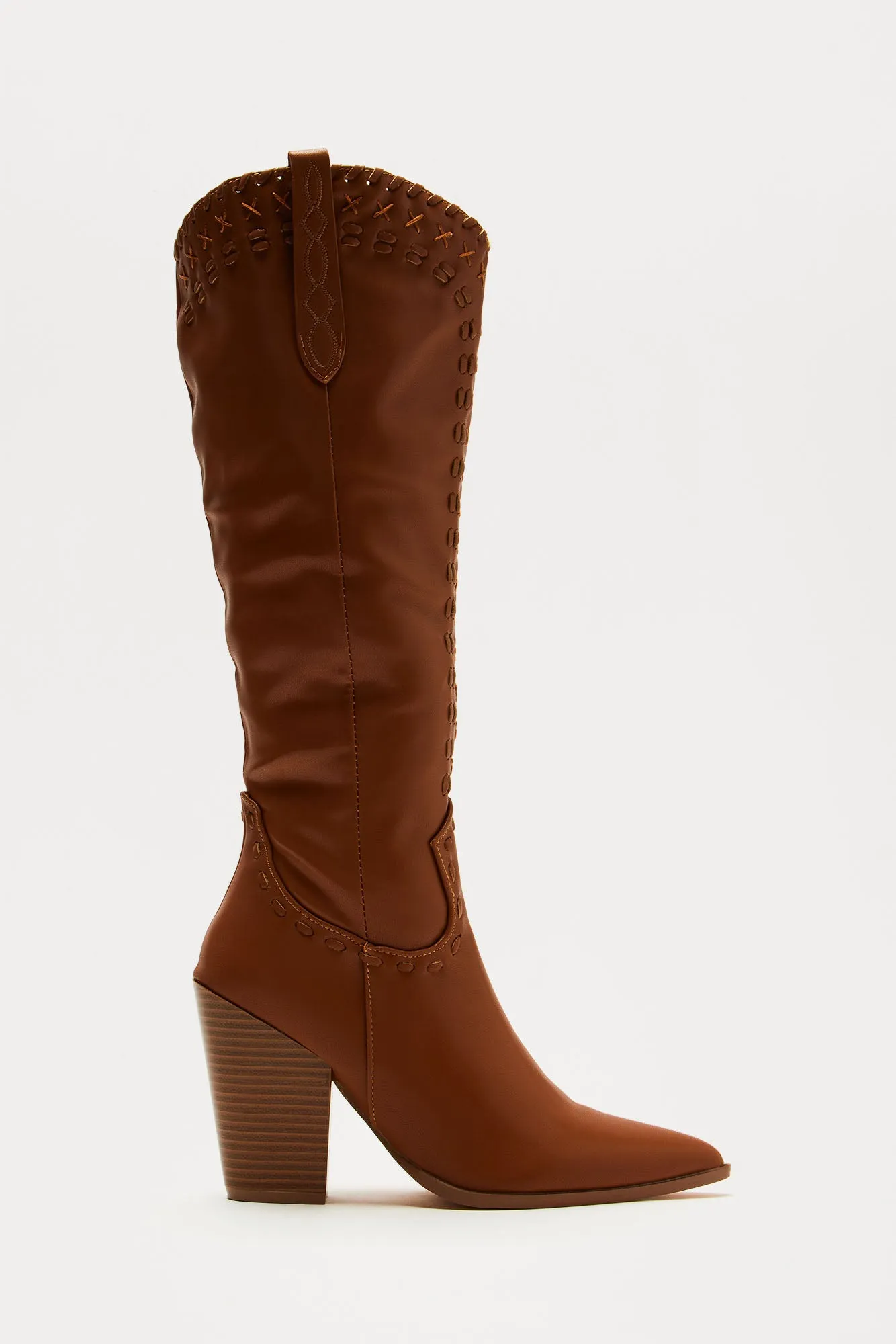 Austin Knee High Cowboy Boots - Brown