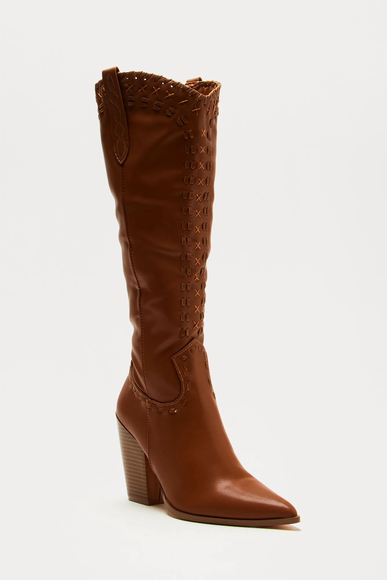 Austin Knee High Cowboy Boots - Brown