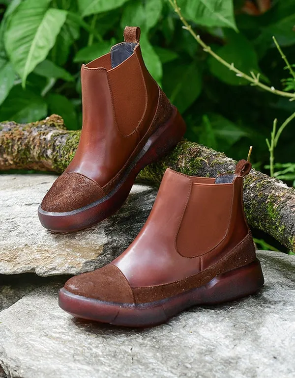 Autumn Handmade Retro Leather Women's Short Boots