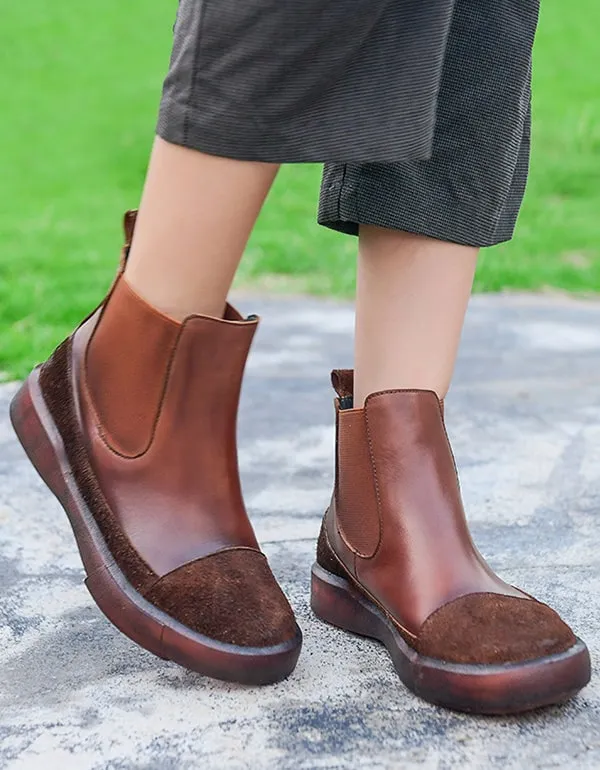 Autumn Handmade Retro Leather Women's Short Boots