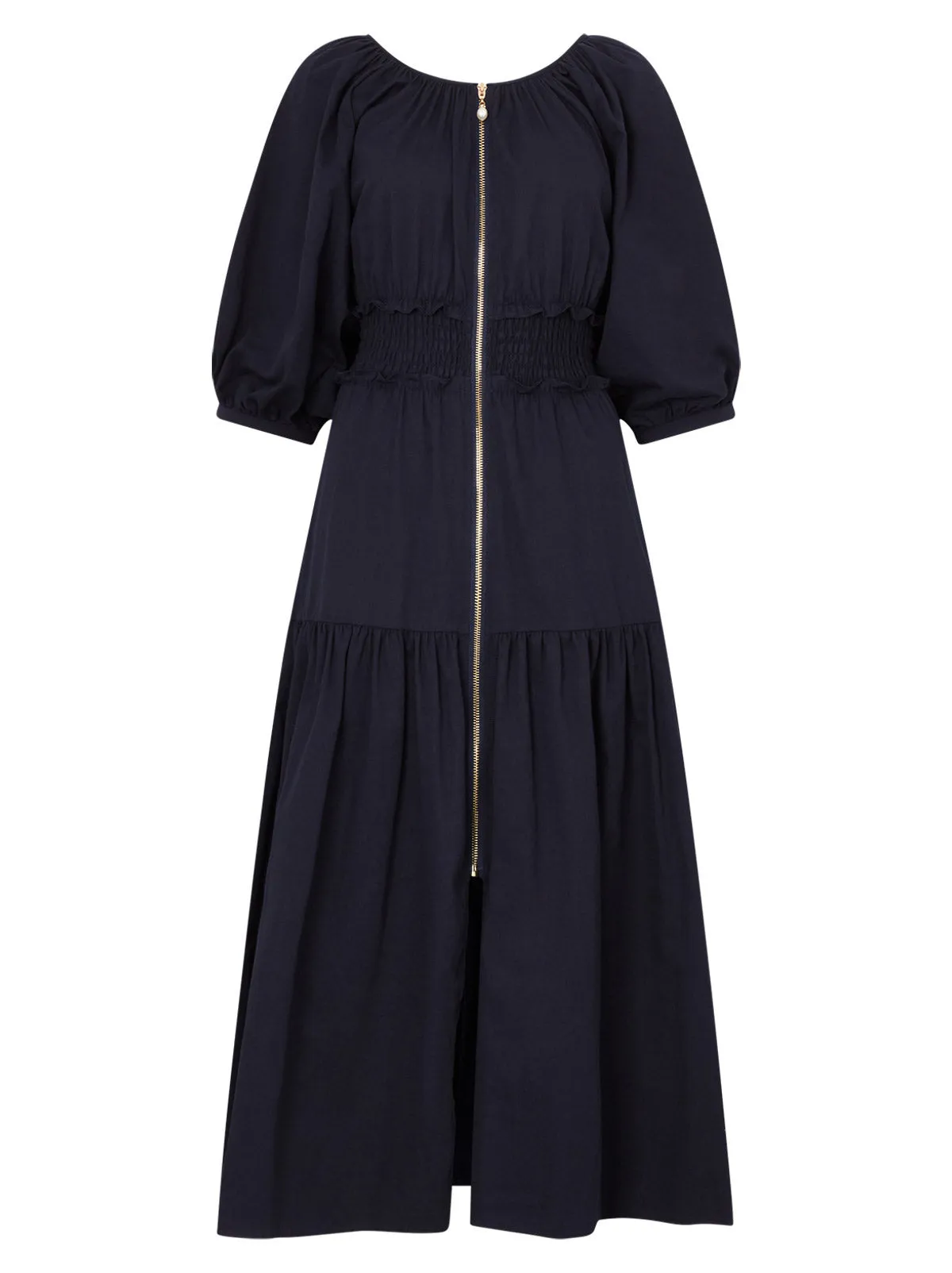 Beatrix Navy Cotton Midi Dress