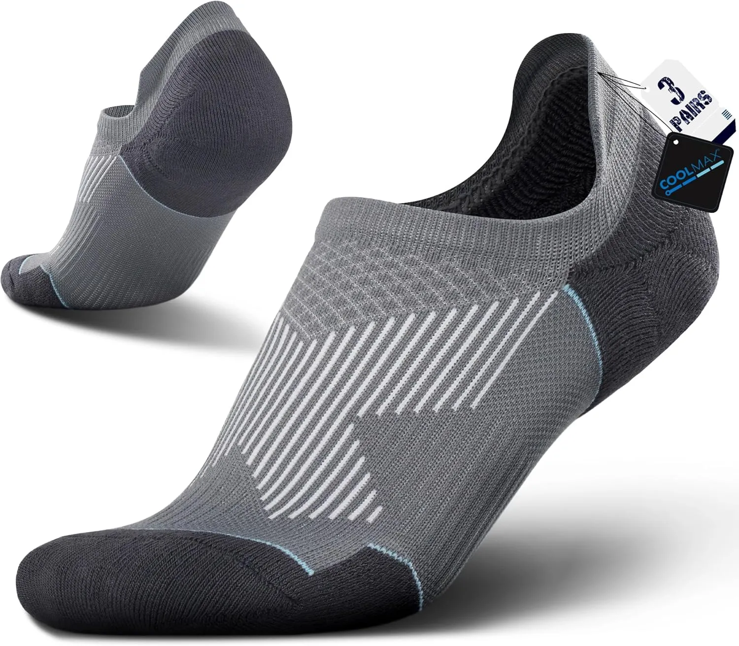 BRISIRA Coolmax Bamboo Viscose Compression No Show Socks Moisture Wicking Cushion Short Low Cut Ankle Athletic Sock for Golf