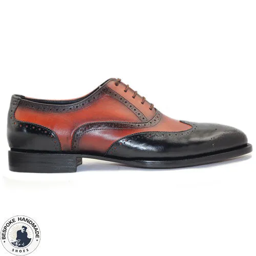 Buy Custom made Wing Tip Two Tone Leather Oxford Lace Up Men's Formal Shoes