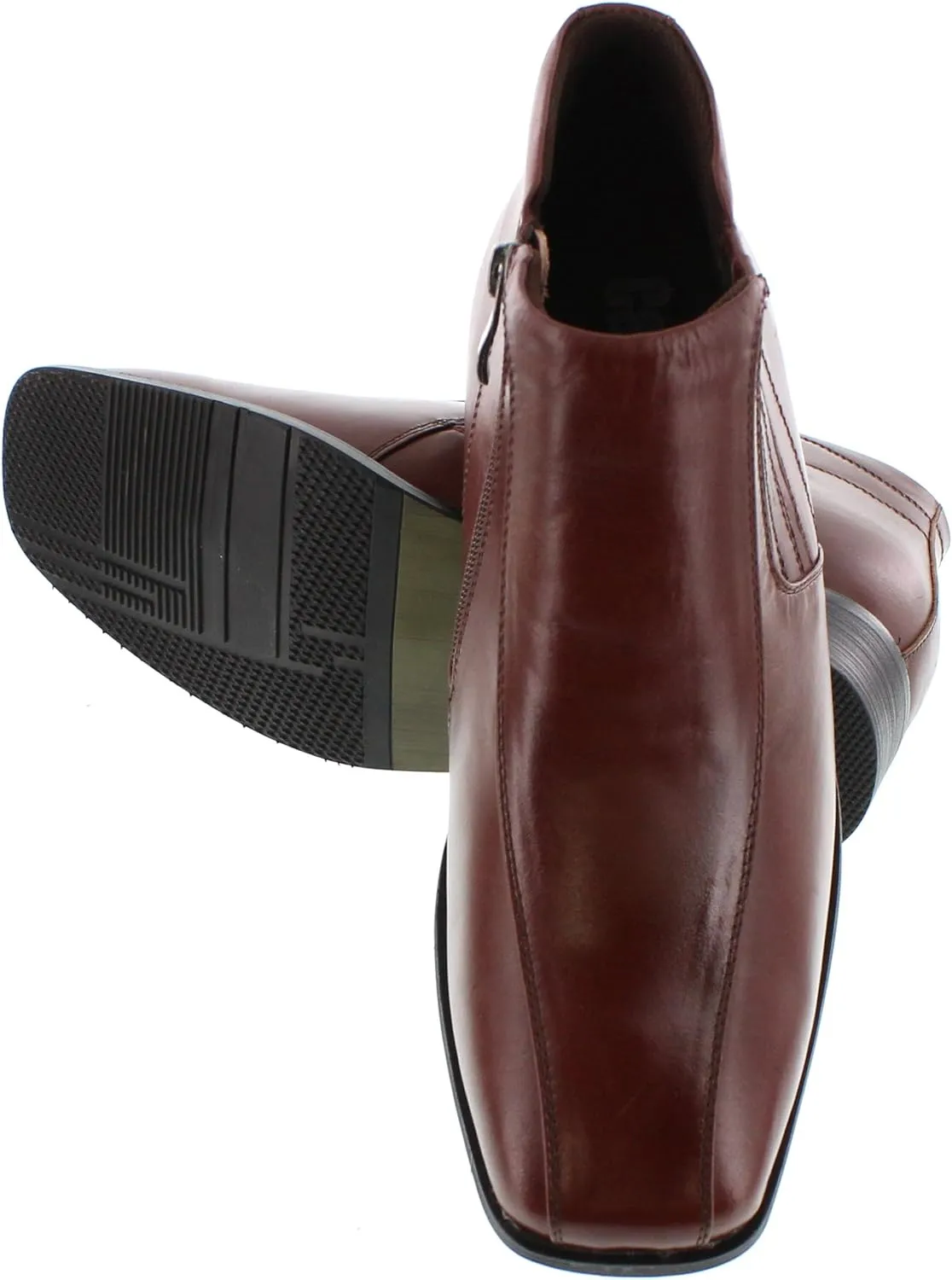 CALDEN Men's Invisible Height Increasing Elevator Shoes - Brown Premium Leather Zipper Dress Boots - 3.2 Inches Taller - K99805-1 - Size 11 D(M) US