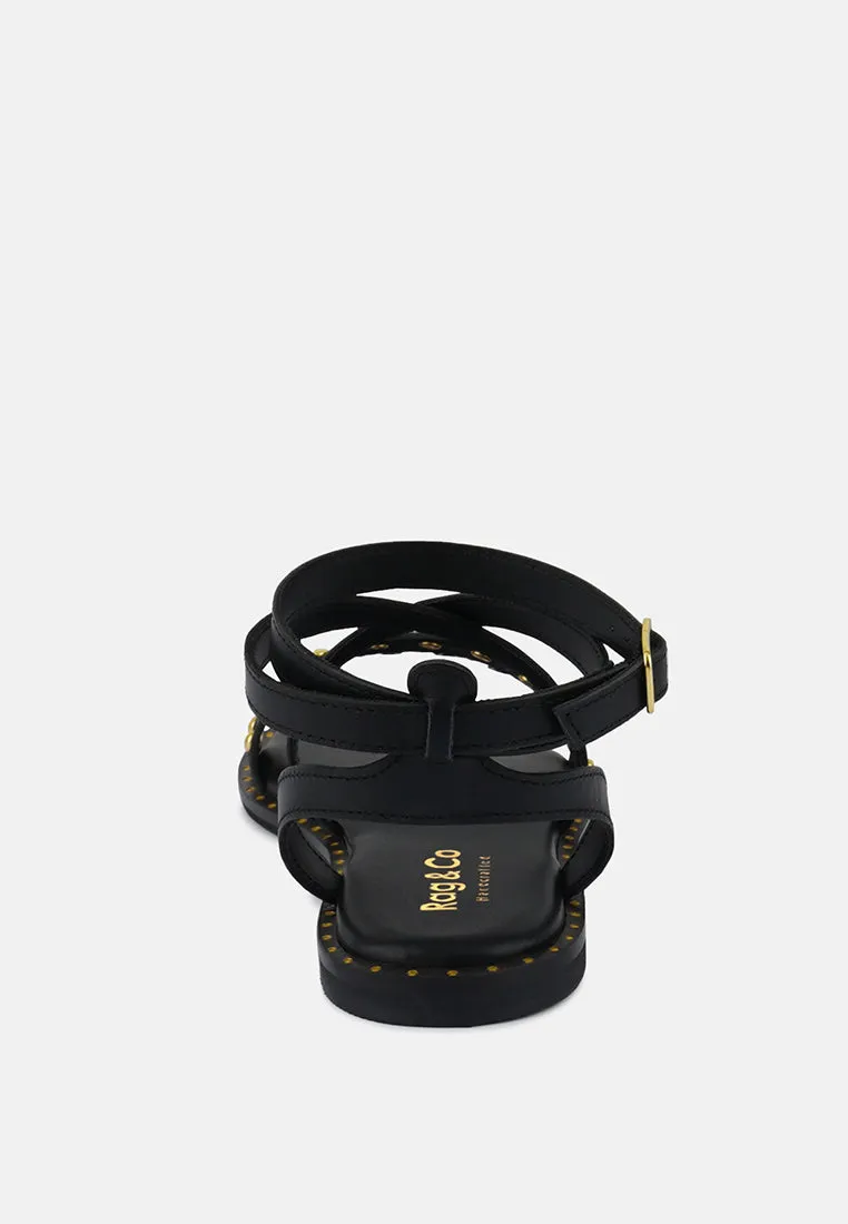 CORRIANE Studs Embellishment Black Strappy Sandals