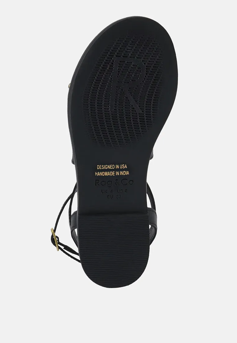 CORRIANE Studs Embellishment Black Strappy Sandals