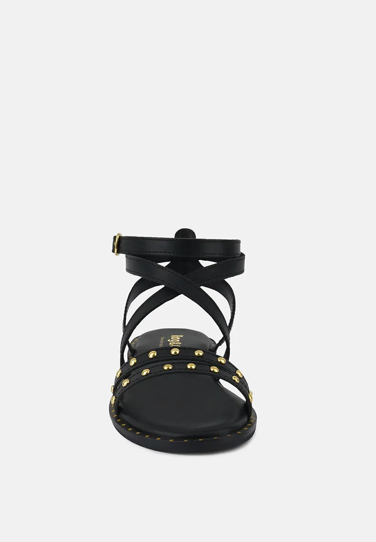 CORRIANE Studs Embellishment Black Strappy Sandals