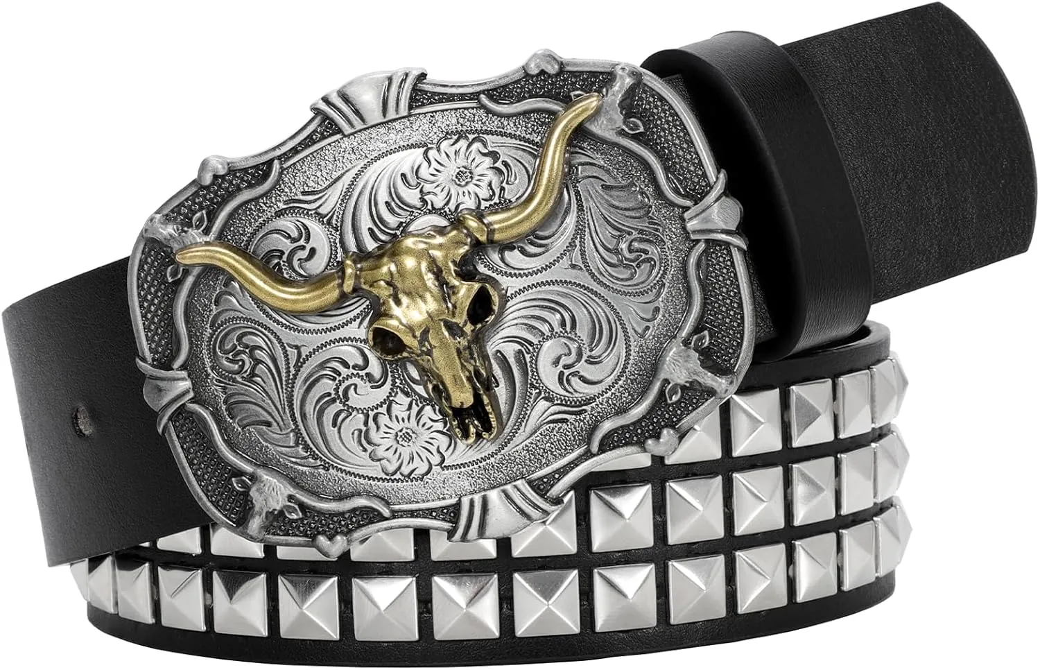 Cowboy Cowgirl Belts for Women Men Western Belts Punk Goth Belt PU Leather Belt With Western Buckle