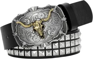 Cowboy Cowgirl Belts for Women Men Western Belts Punk Goth Belt PU Leather Belt With Western Buckle