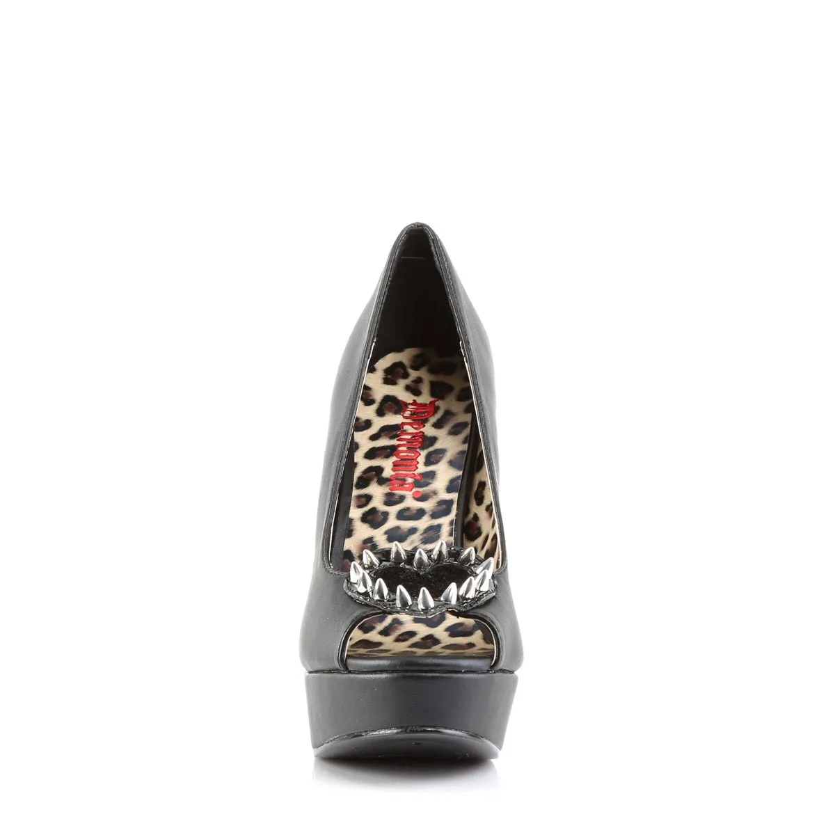 Demonia PIXIE-17 | Black Vegan Leather & Faux Fur Platform Heels