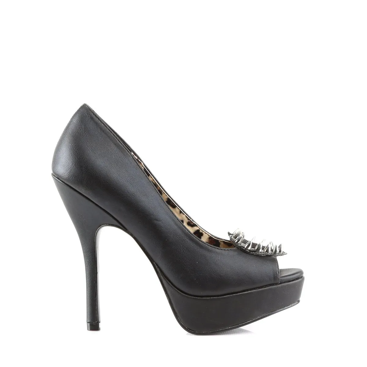 Demonia PIXIE-17 | Black Vegan Leather & Faux Fur Platform Heels