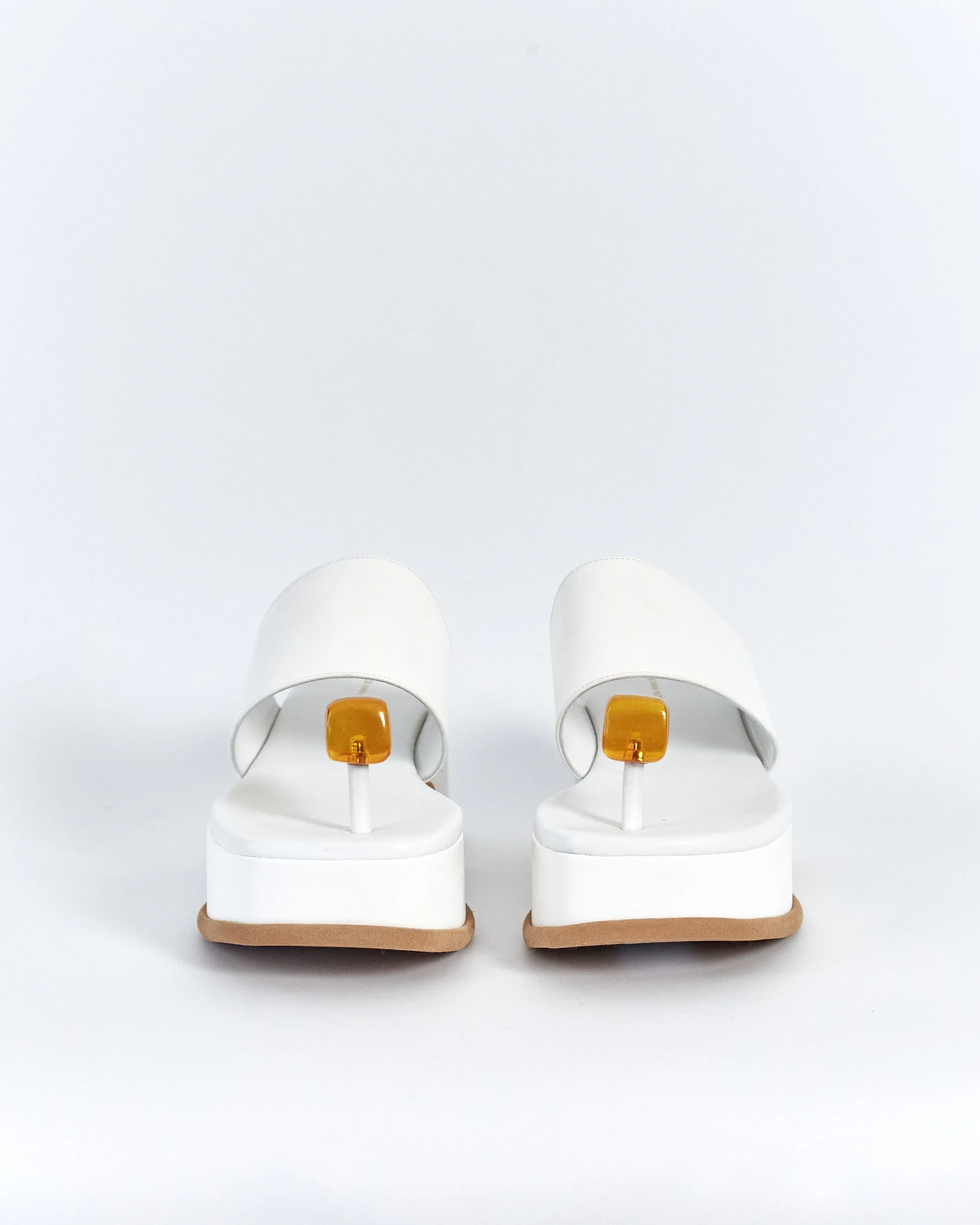 Dries Van Noten resin toe thong platform sandals, white, 40
