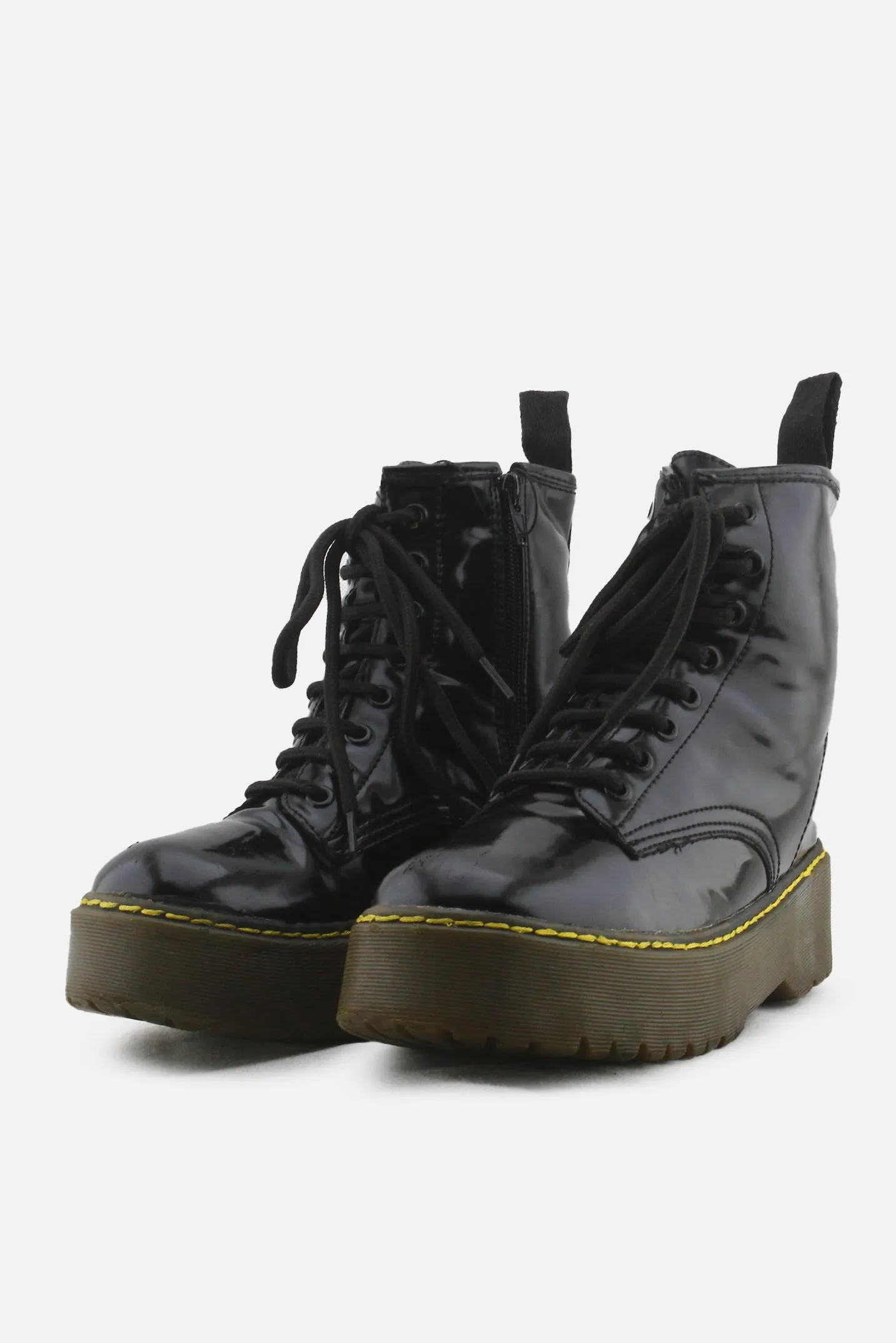 European Brand Zipper Laces Combat Ankle Boots | 100% Synthetic Leather