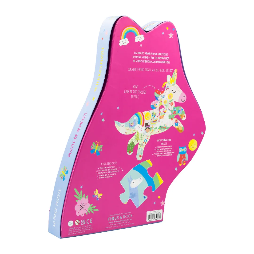 Floss & Rock 40 Piece Jigsaw - Rainbow Fairy Unicorn