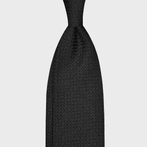 F.Marino Grenadine Silk Tie Chunky Gauze 3 Folds Black