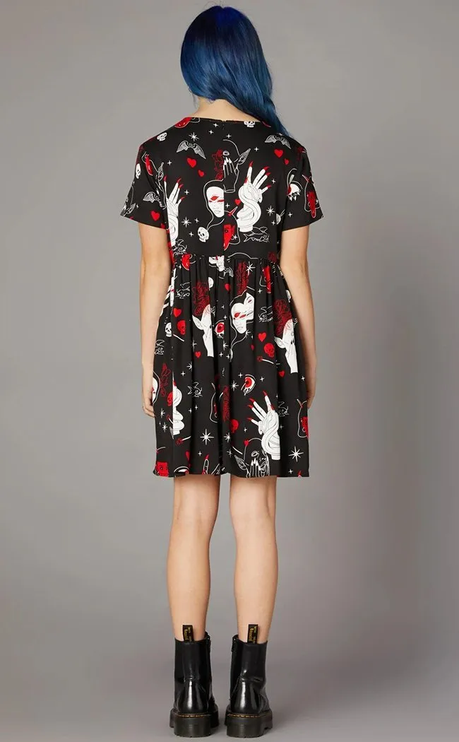 Gothic Print Baby Doll Dress