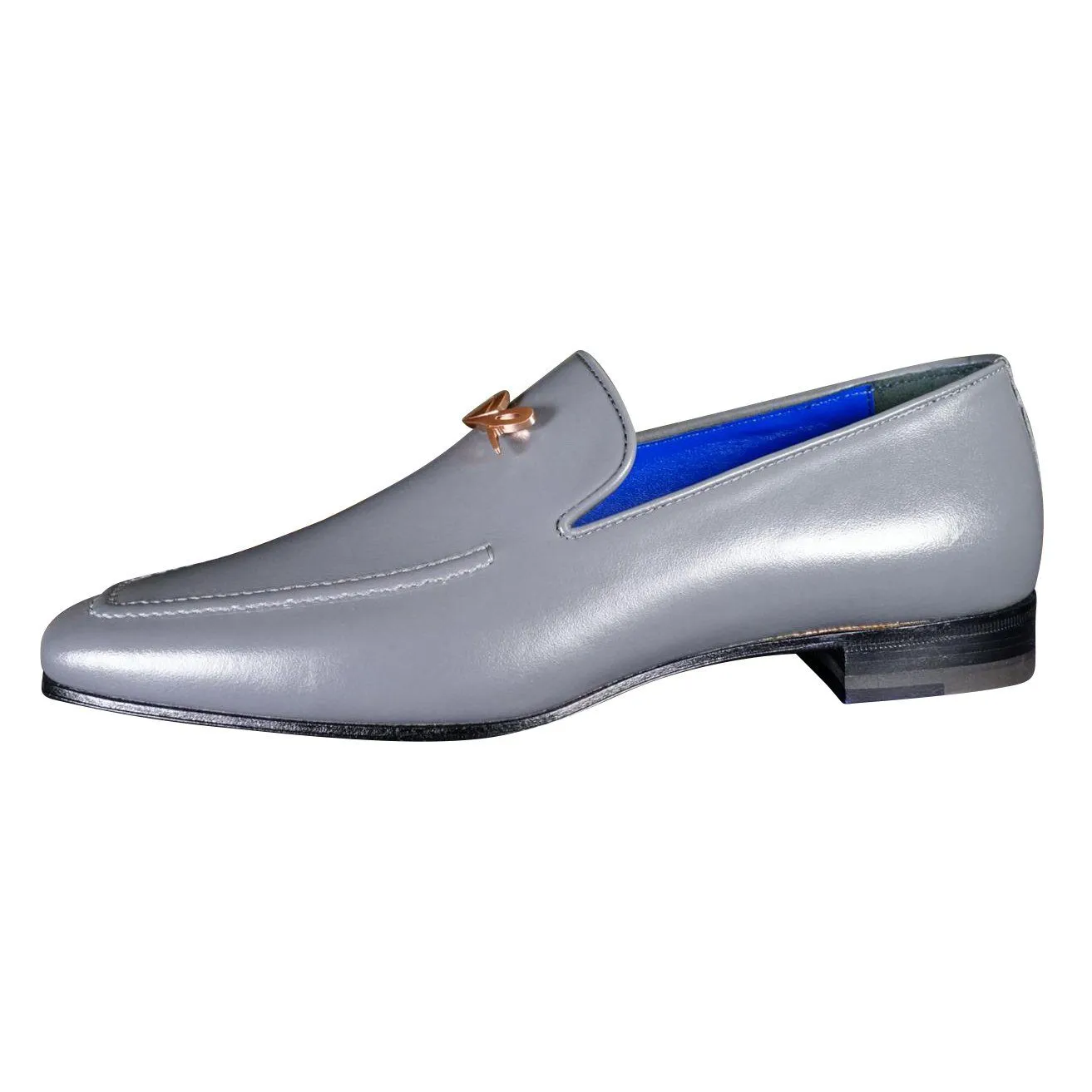 Grafite With Rose Gold Hardware Leather Loafers