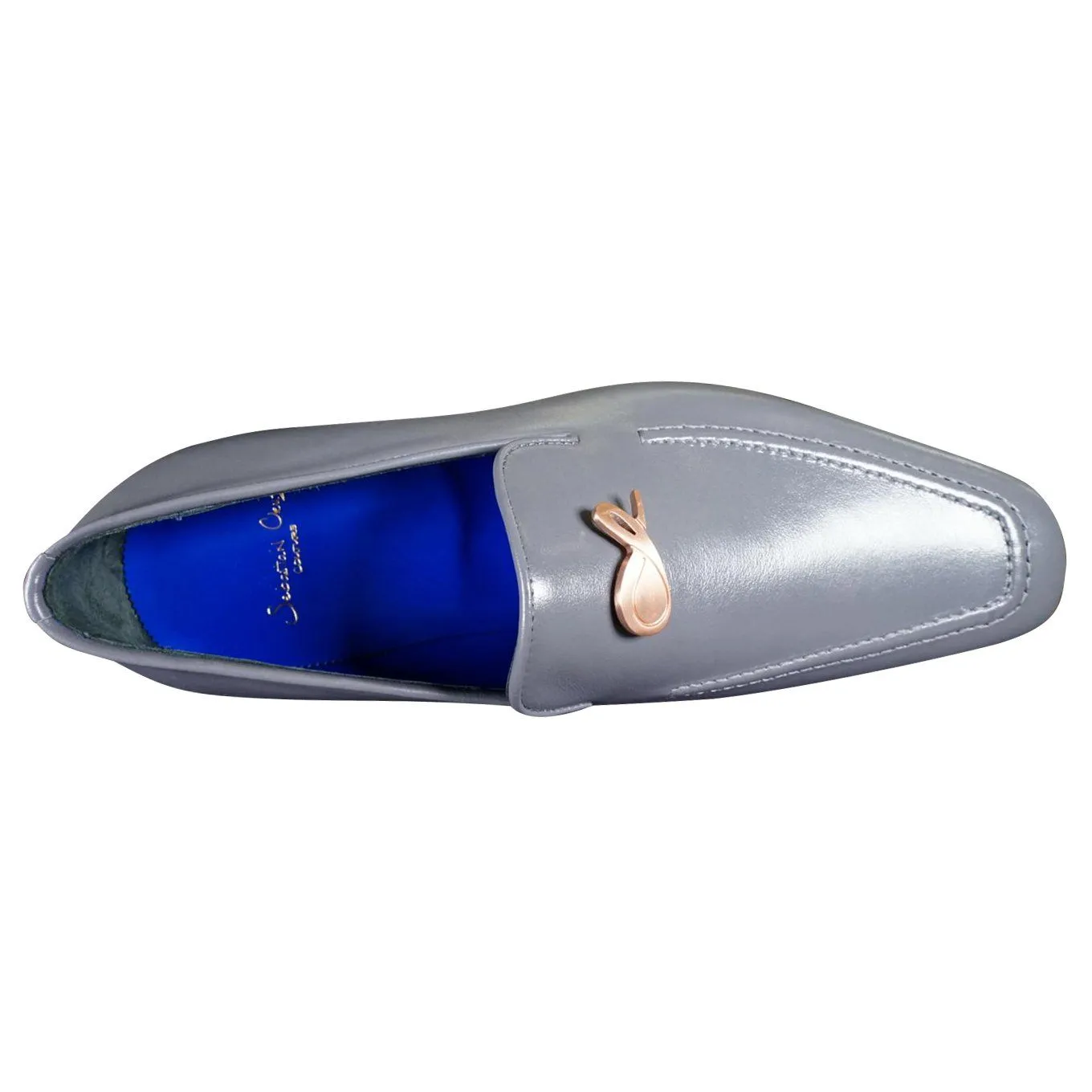 Grafite With Rose Gold Hardware Leather Loafers