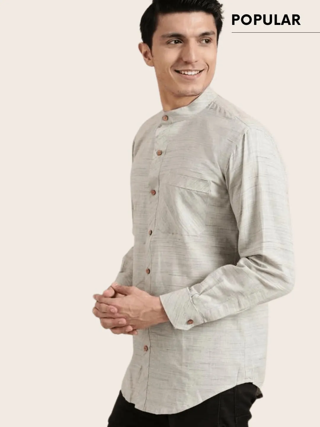 Grey Khadi Men Shirt