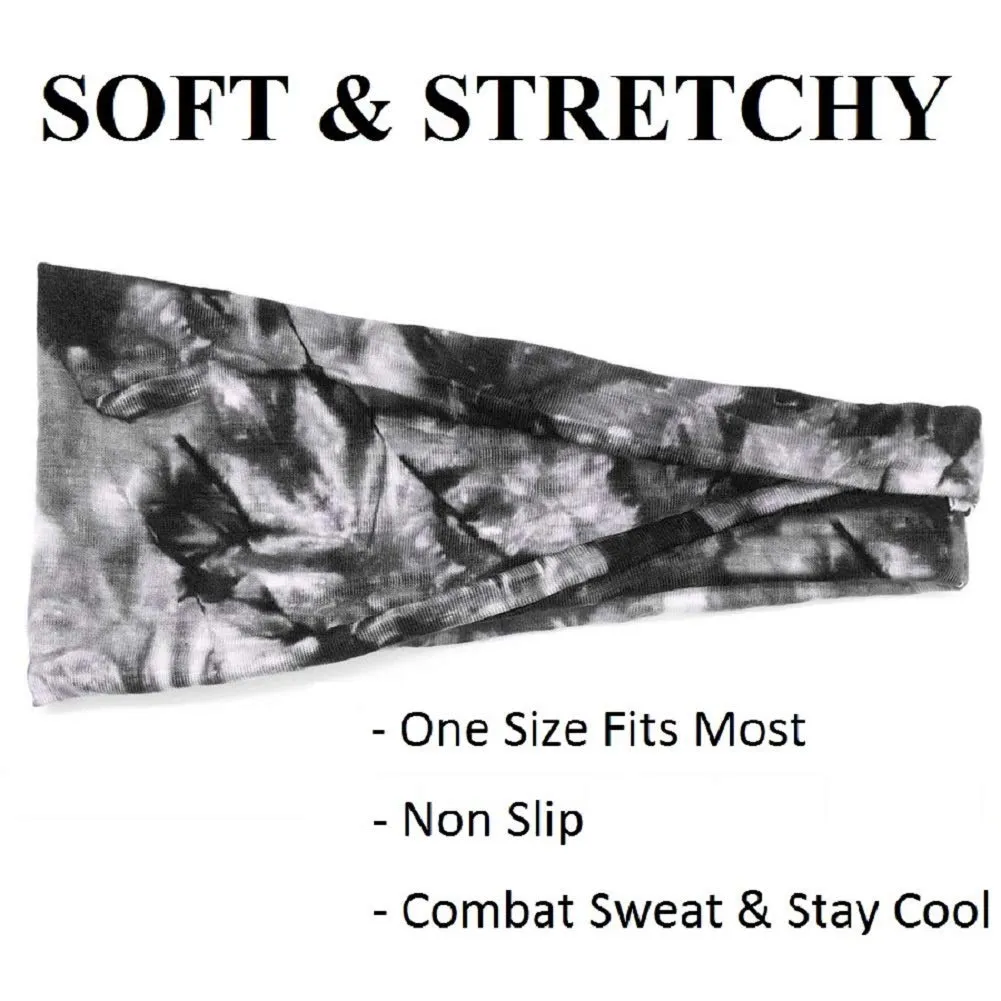 Huachi Women's Headbands Yoga Workout Exercise Headbands for Women Cute Elastic Hair Bands for Women??s Hair Tie Dye Bandeau Headband Sweatbands