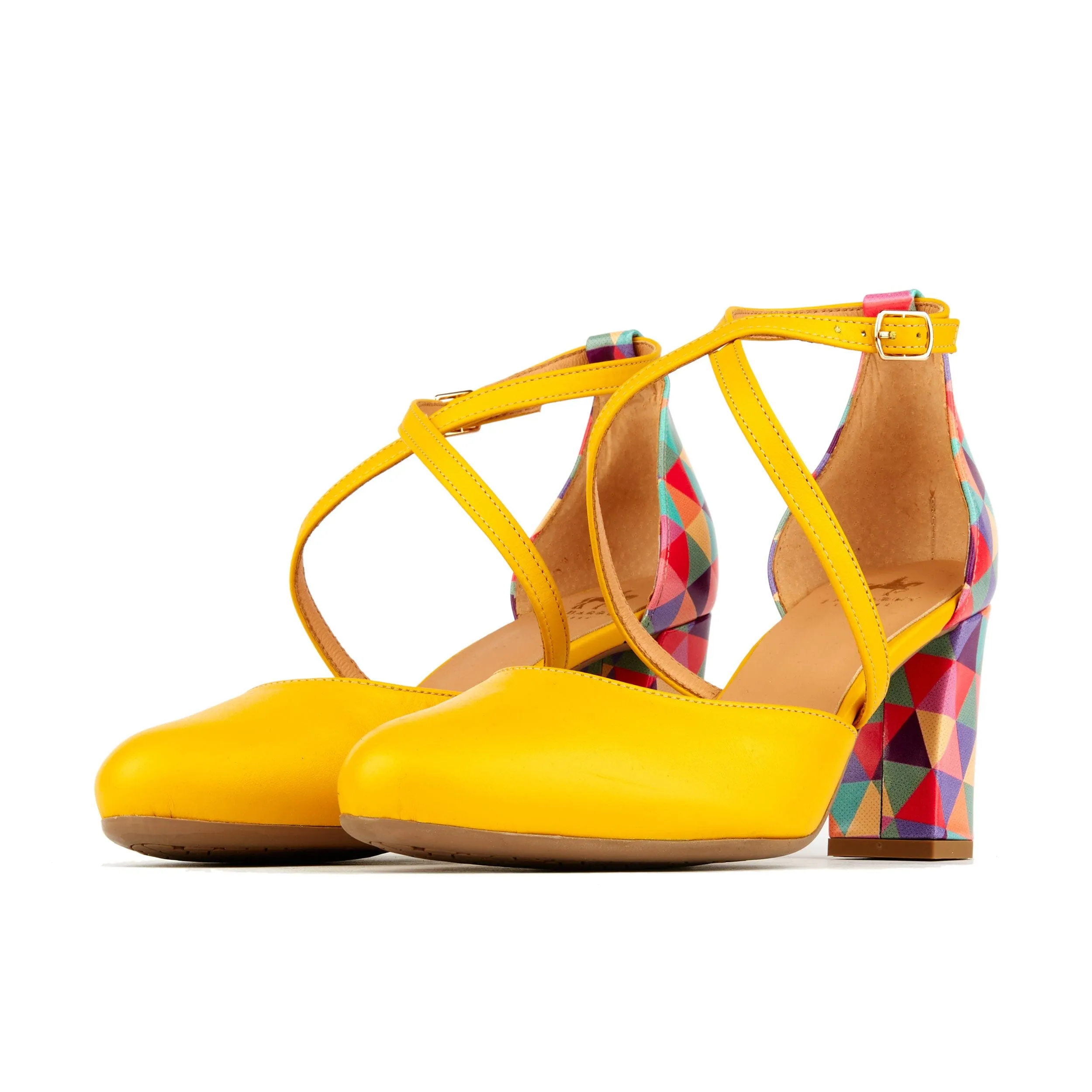 Kylie - Yellow & Multi Triangle Print