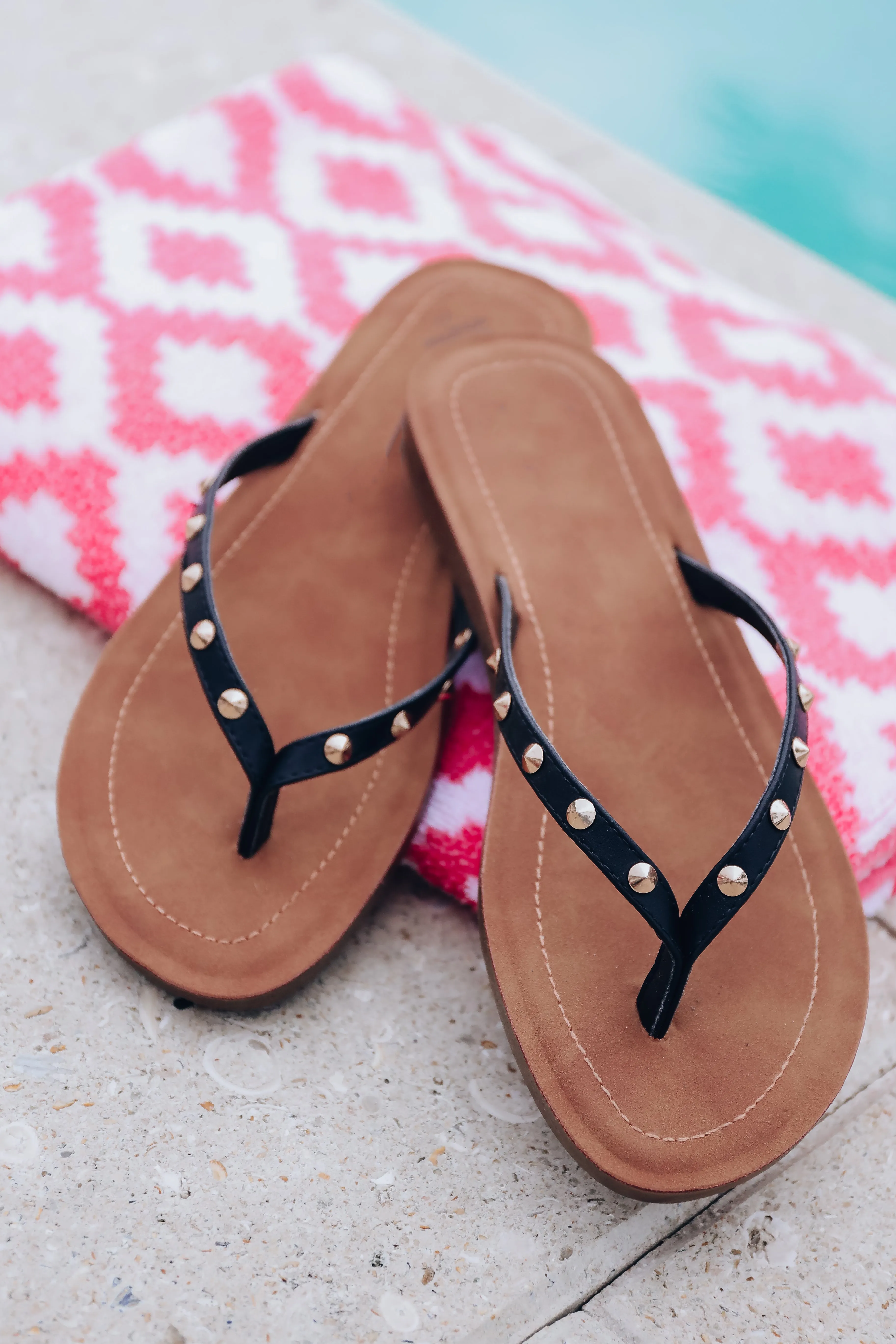 Loren Studded Sandals - Black