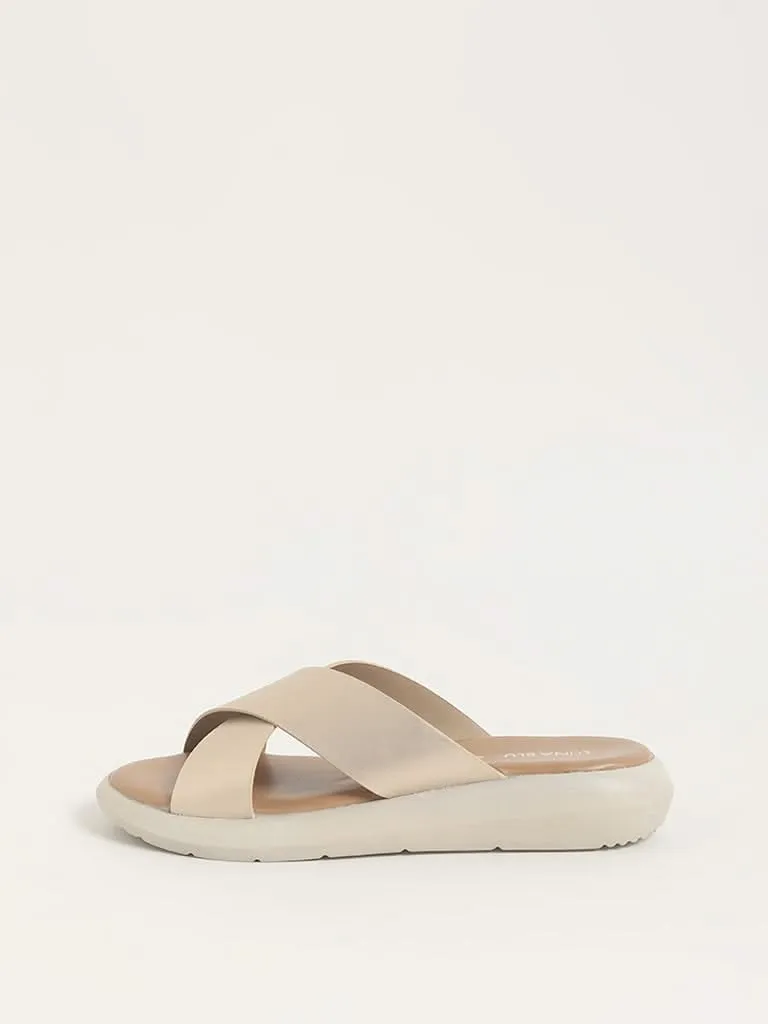 LUNA BLU Gold Cross-Strap Sandals