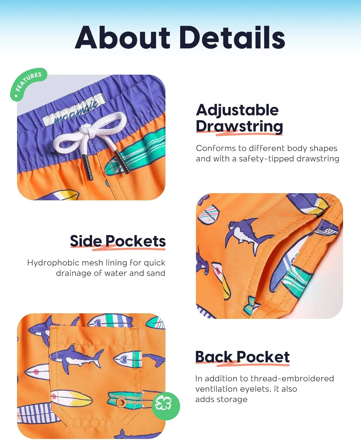maamgic Swim Trunks Boys Toddler Bathing Suits for Kids Swimwear Baby Boy Swimsuit Boys Swim Shorts