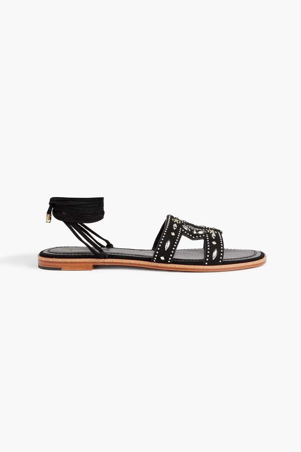 MAJE suede studded sandals, black