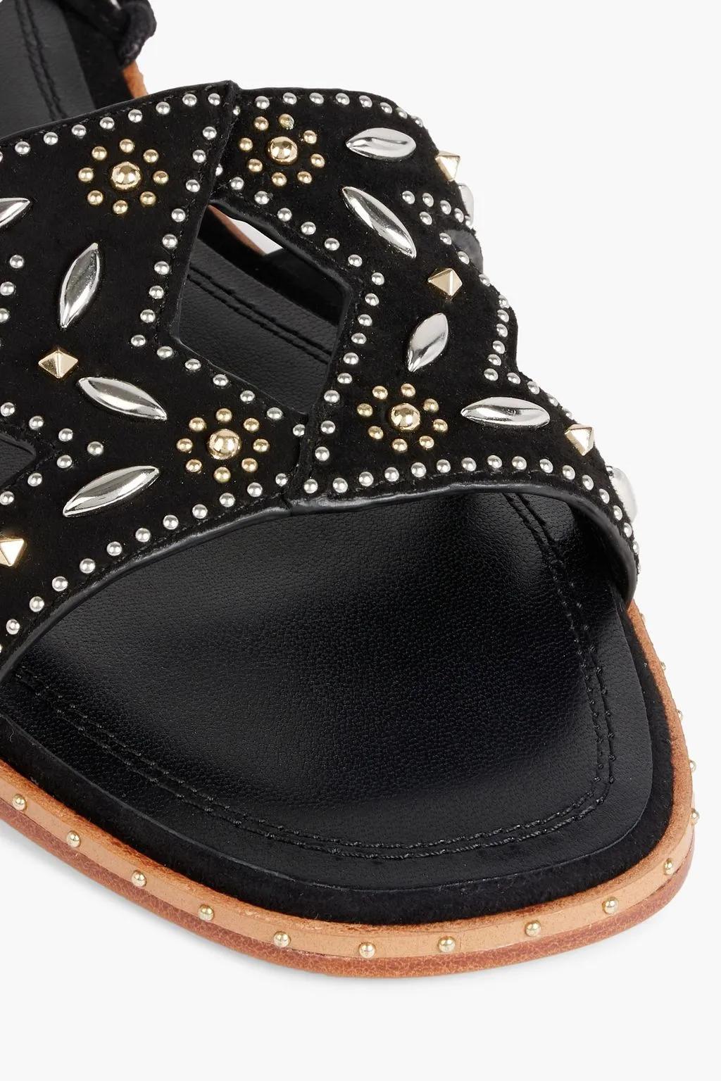 MAJE suede studded sandals, black