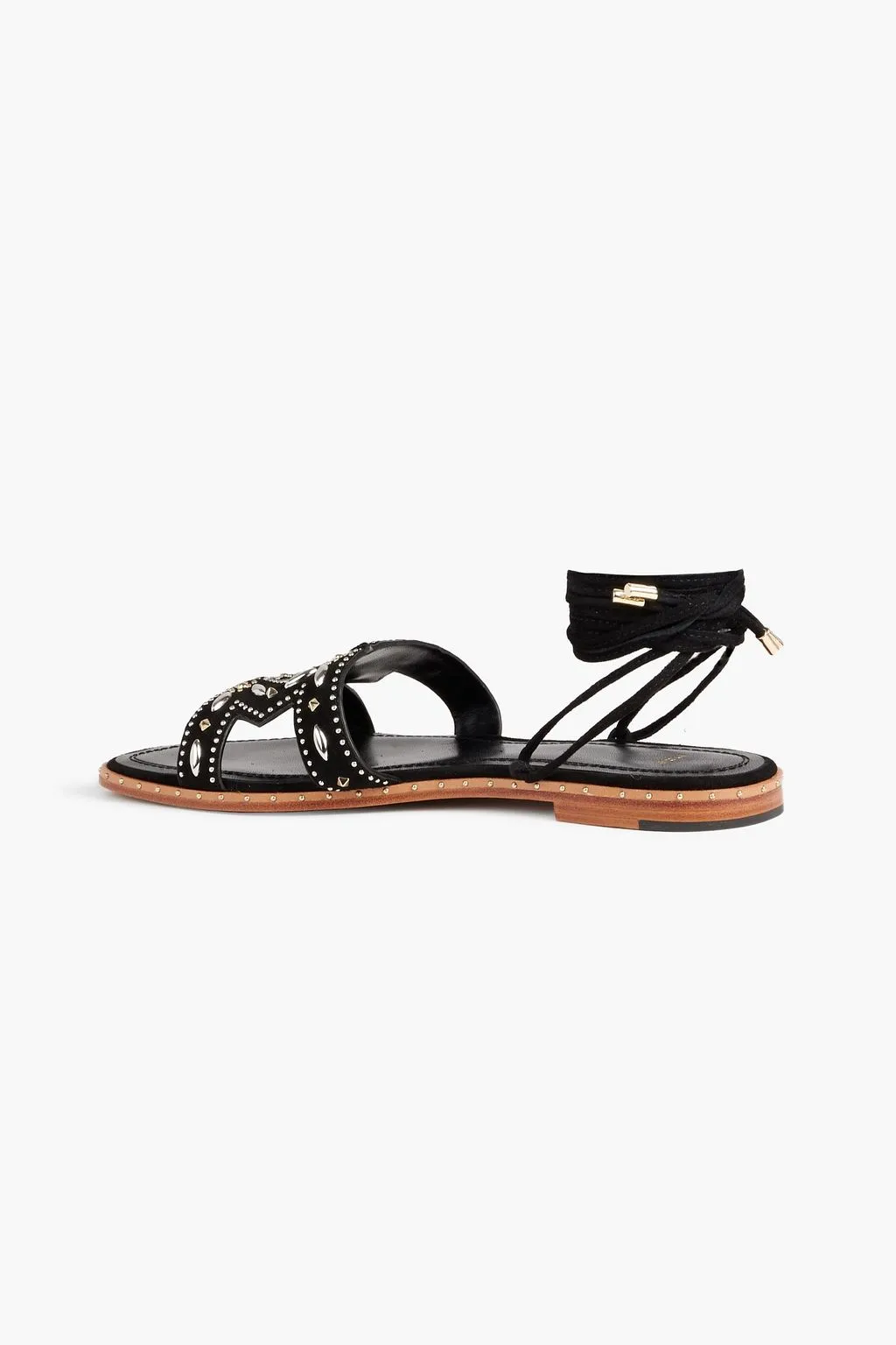 MAJE suede studded sandals, black
