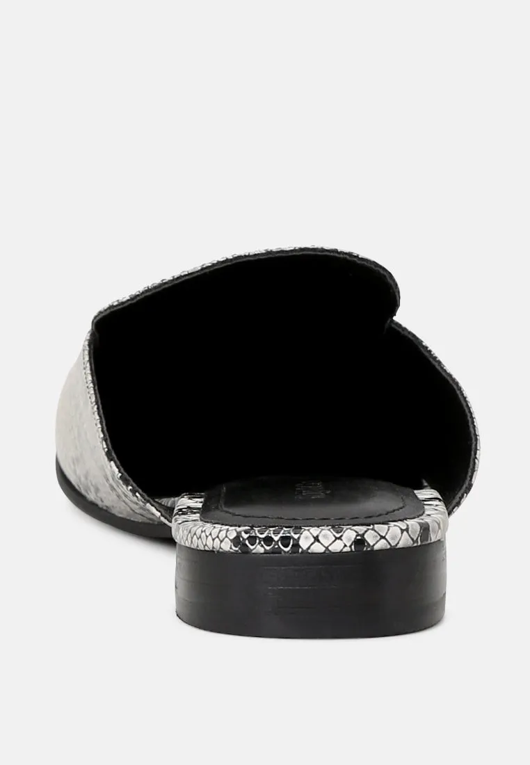 MARLA Black Metallic Leather Mules