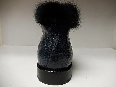 Mauri Mink/Ostrich Leg/Crocodile Lace Up Ankle Boots 4409