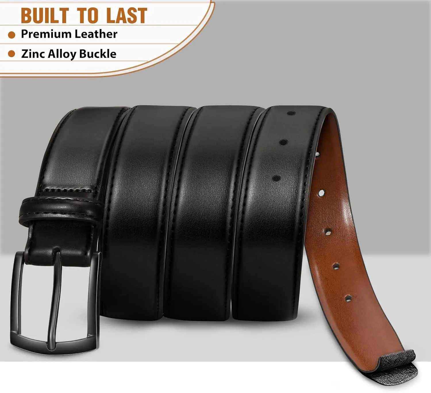 Men's Belt Genuine Leather Belt for Men Dress Casual Golf Jeans Pants 1 3/8"