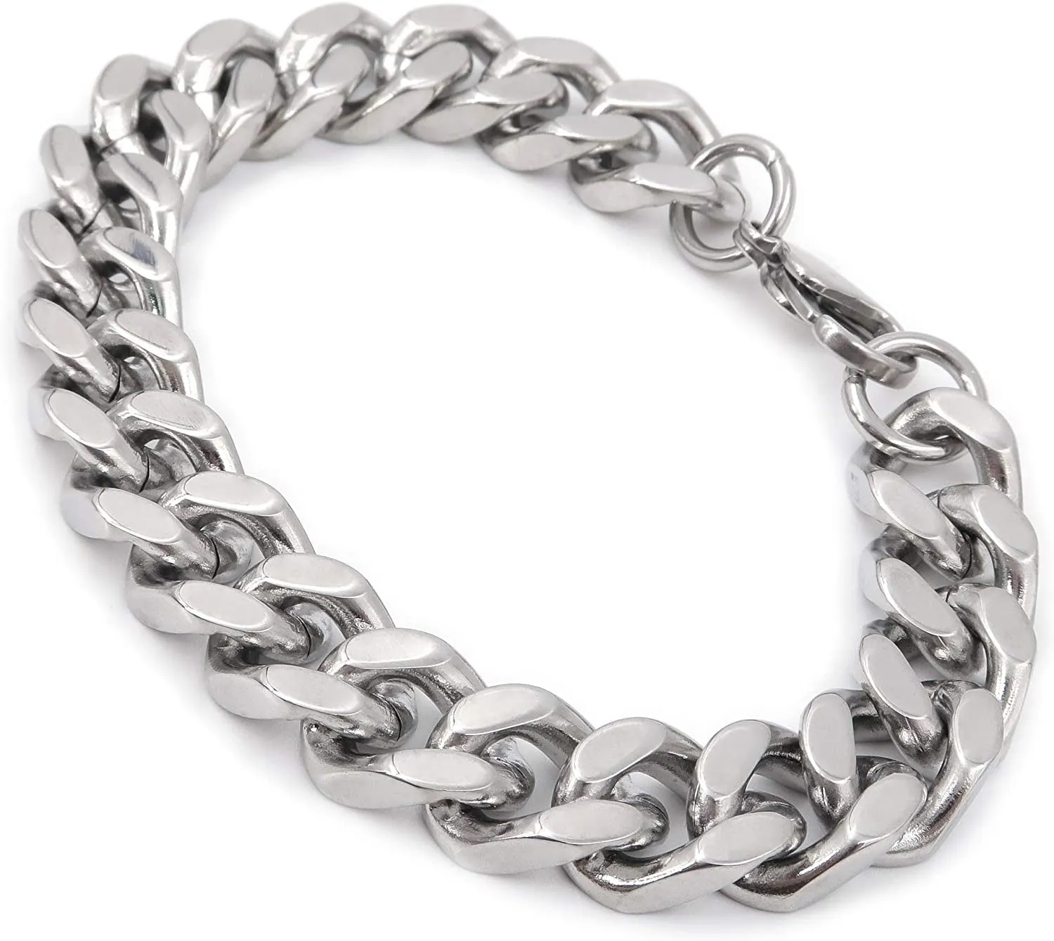 Men's Stainless Steel Simple Curb Cuban Link Chain Bracelet