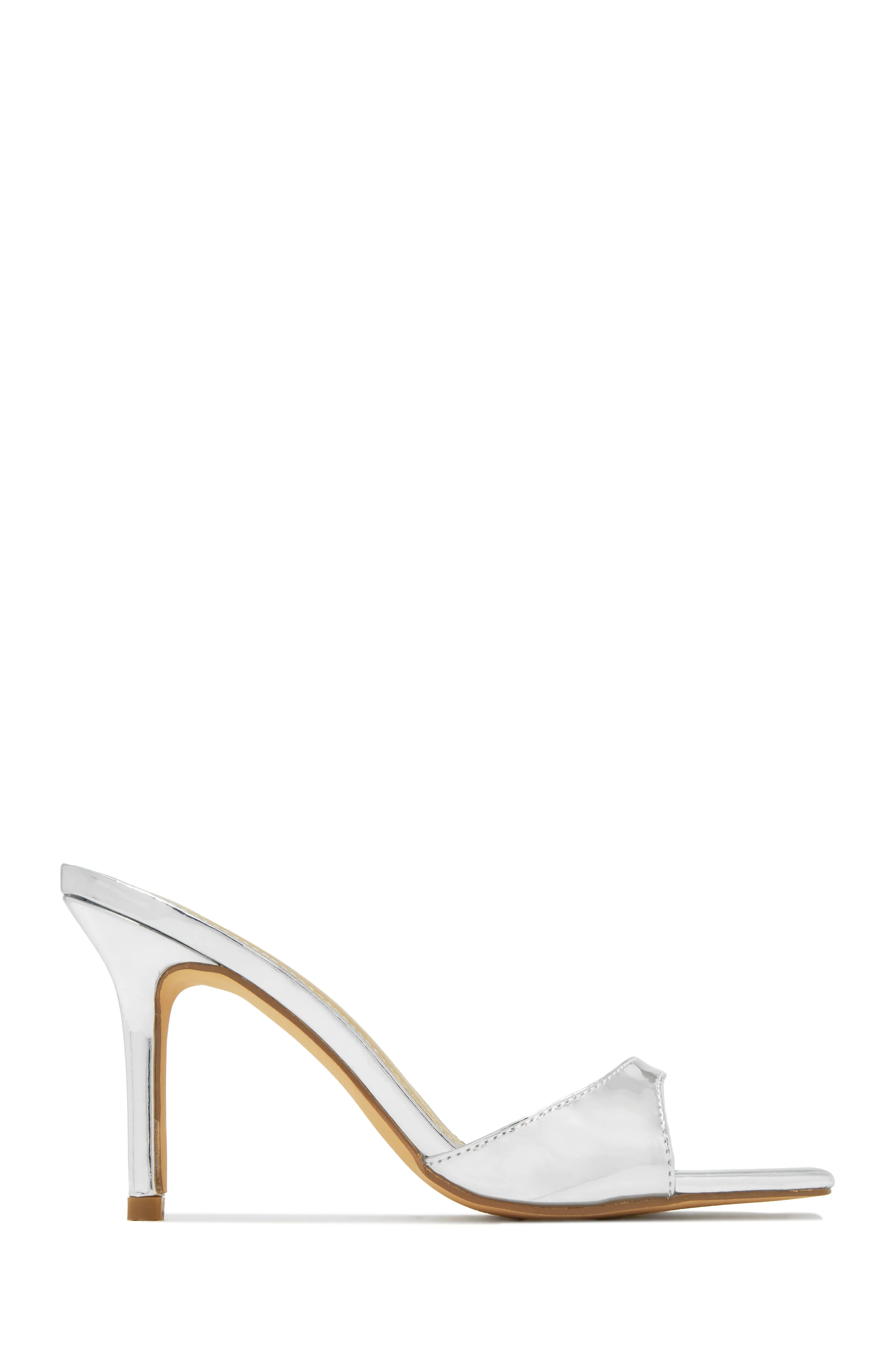 Nellie Mid Heel Mules - Silver