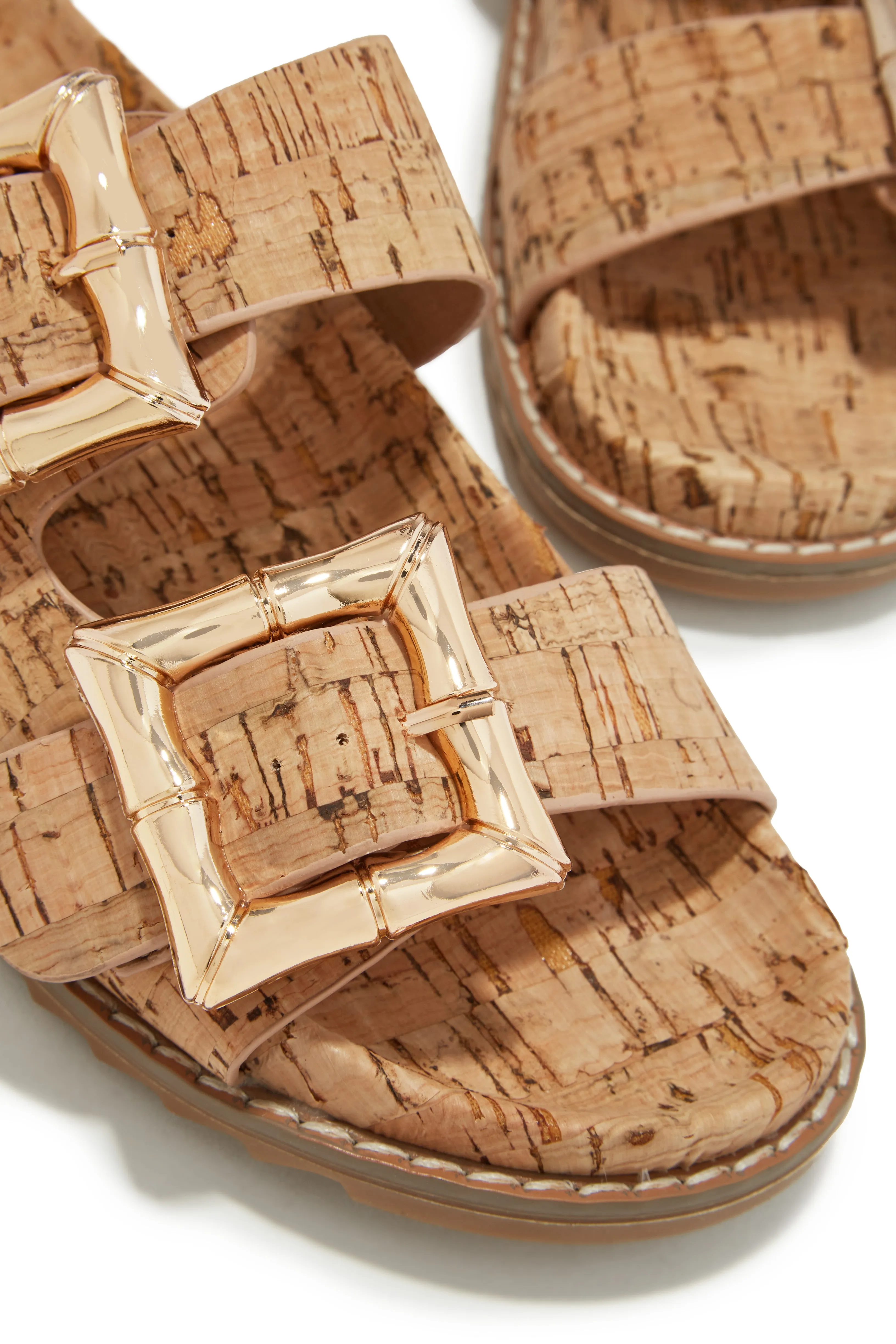 Neylana Chunky Slip On Sandals - Cork