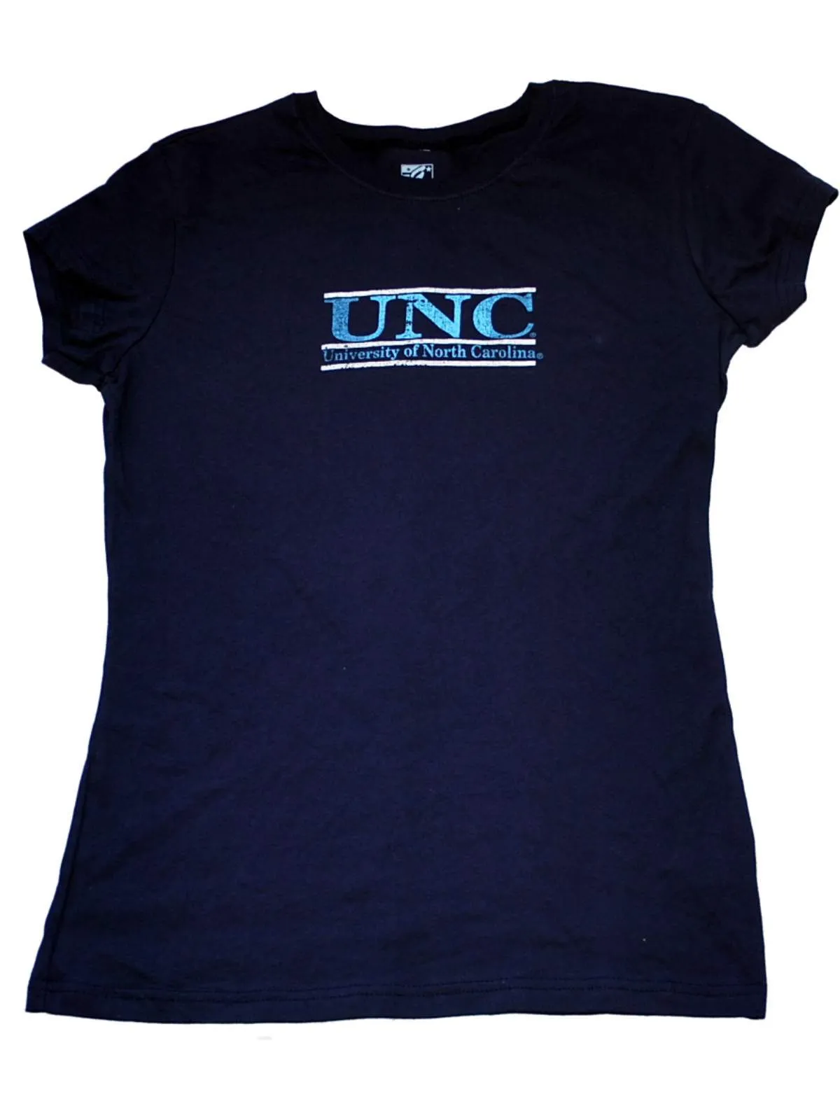 North Carolina Tar Heels The Game Bar Style Short Sleeve Navy Womens T-Shirt (L)