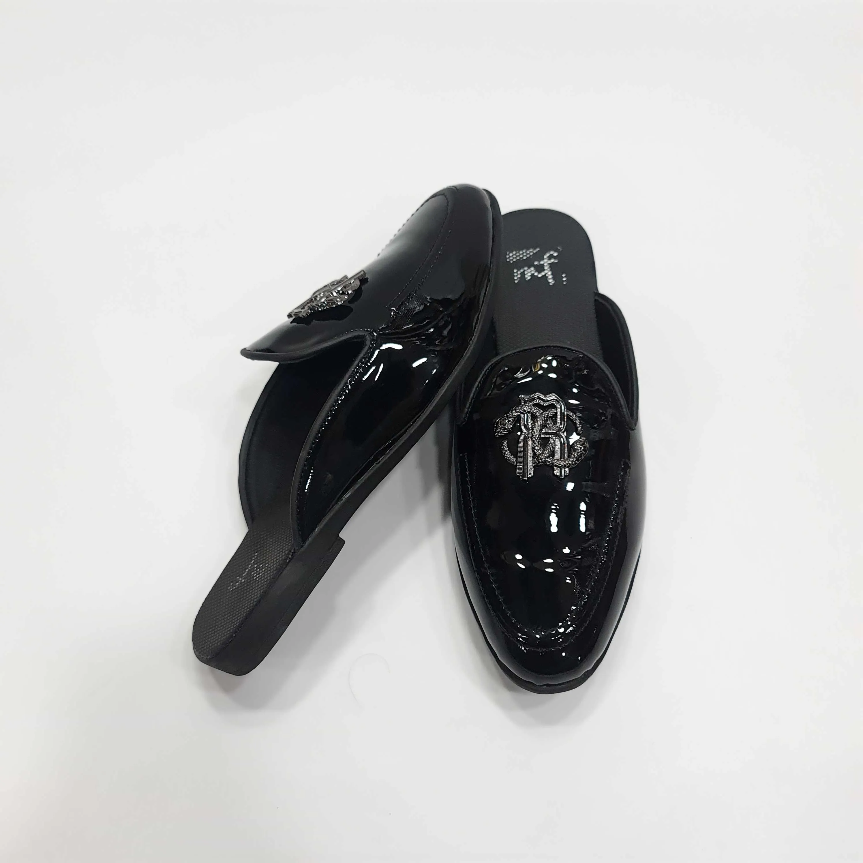 Patent Buckle Mules