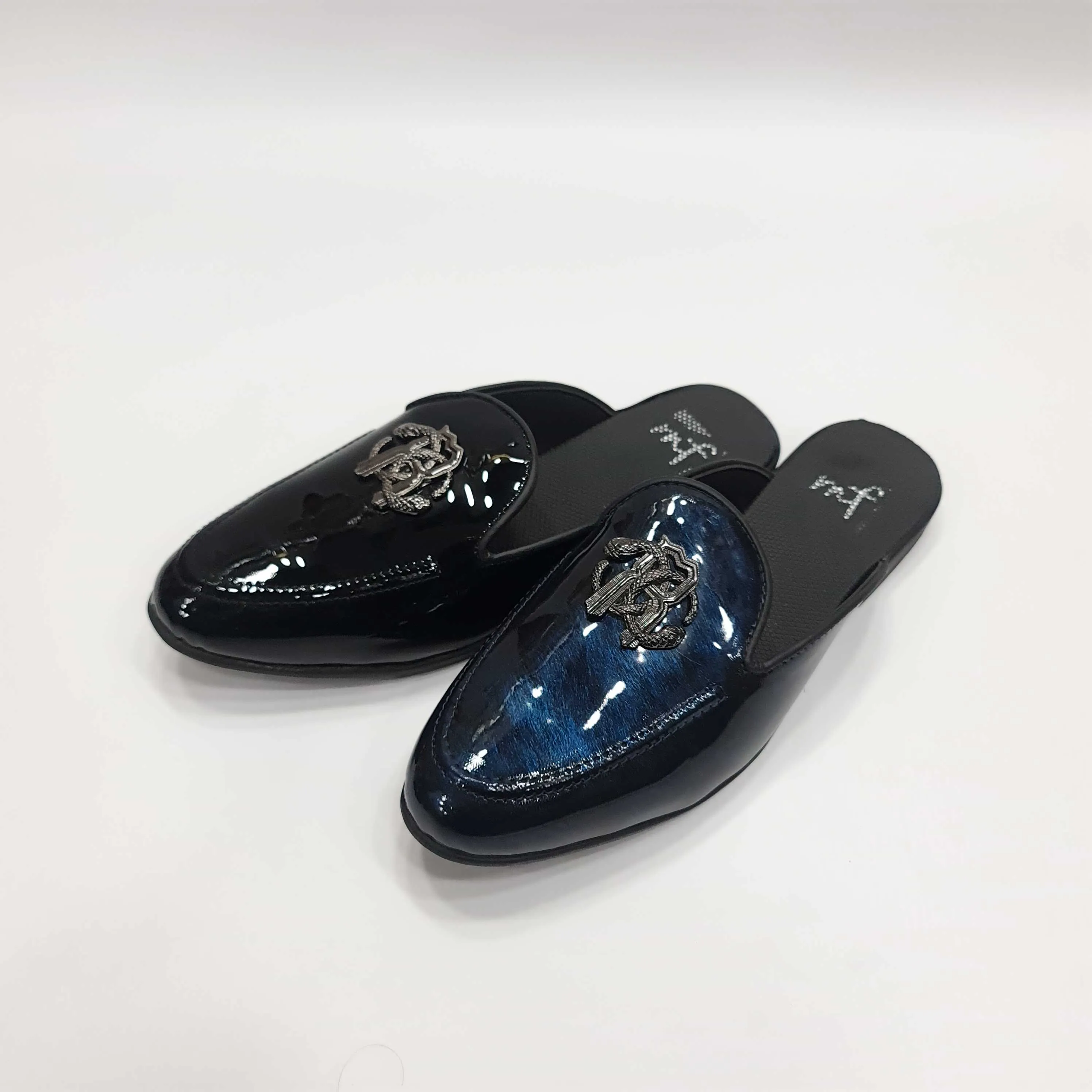 Patent Buckle Mules